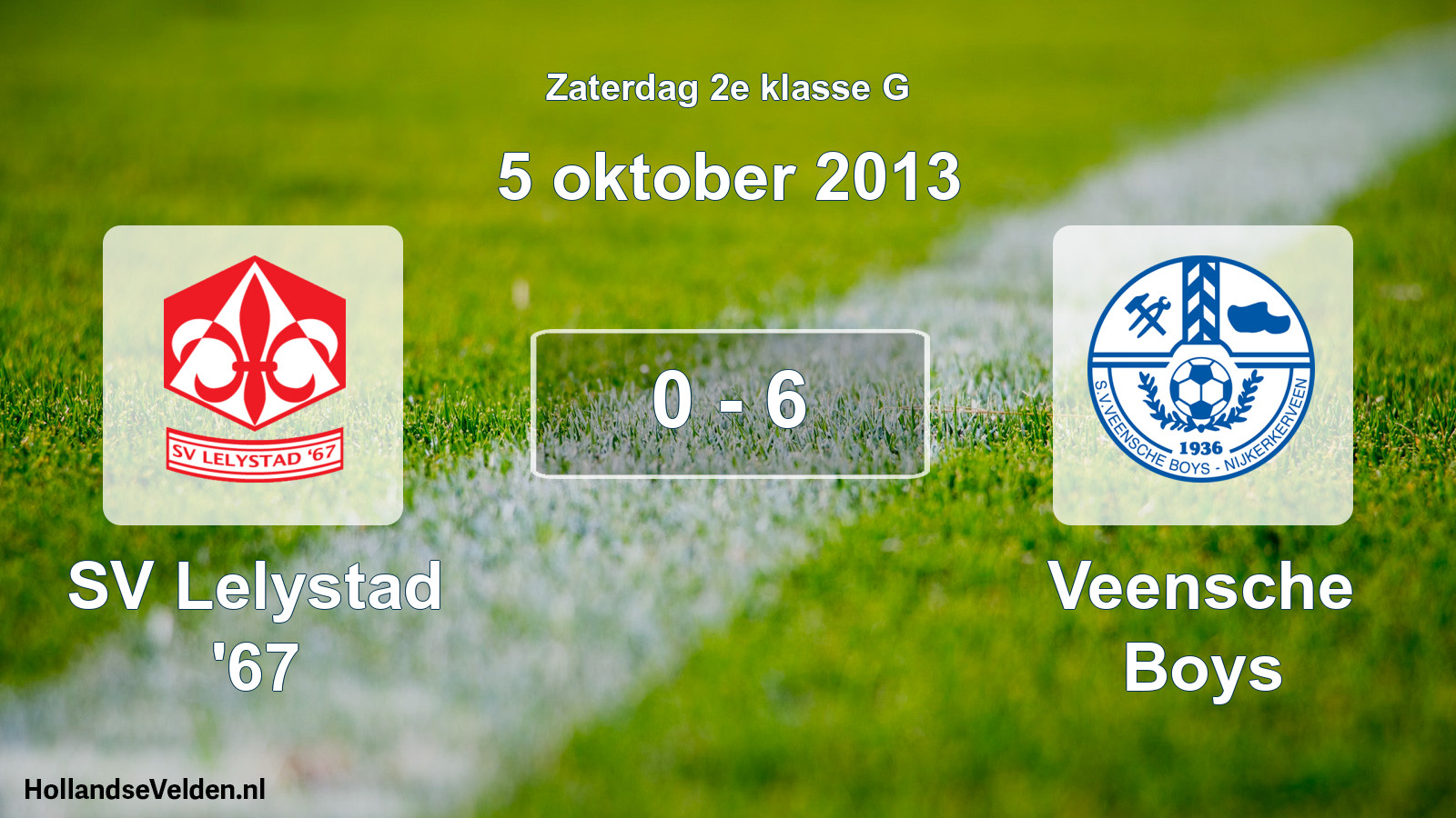 Gespeelde wedstrijd: SV Lelystad '67 - Veensche Boys 0 - 6 (5 oktober 2013)