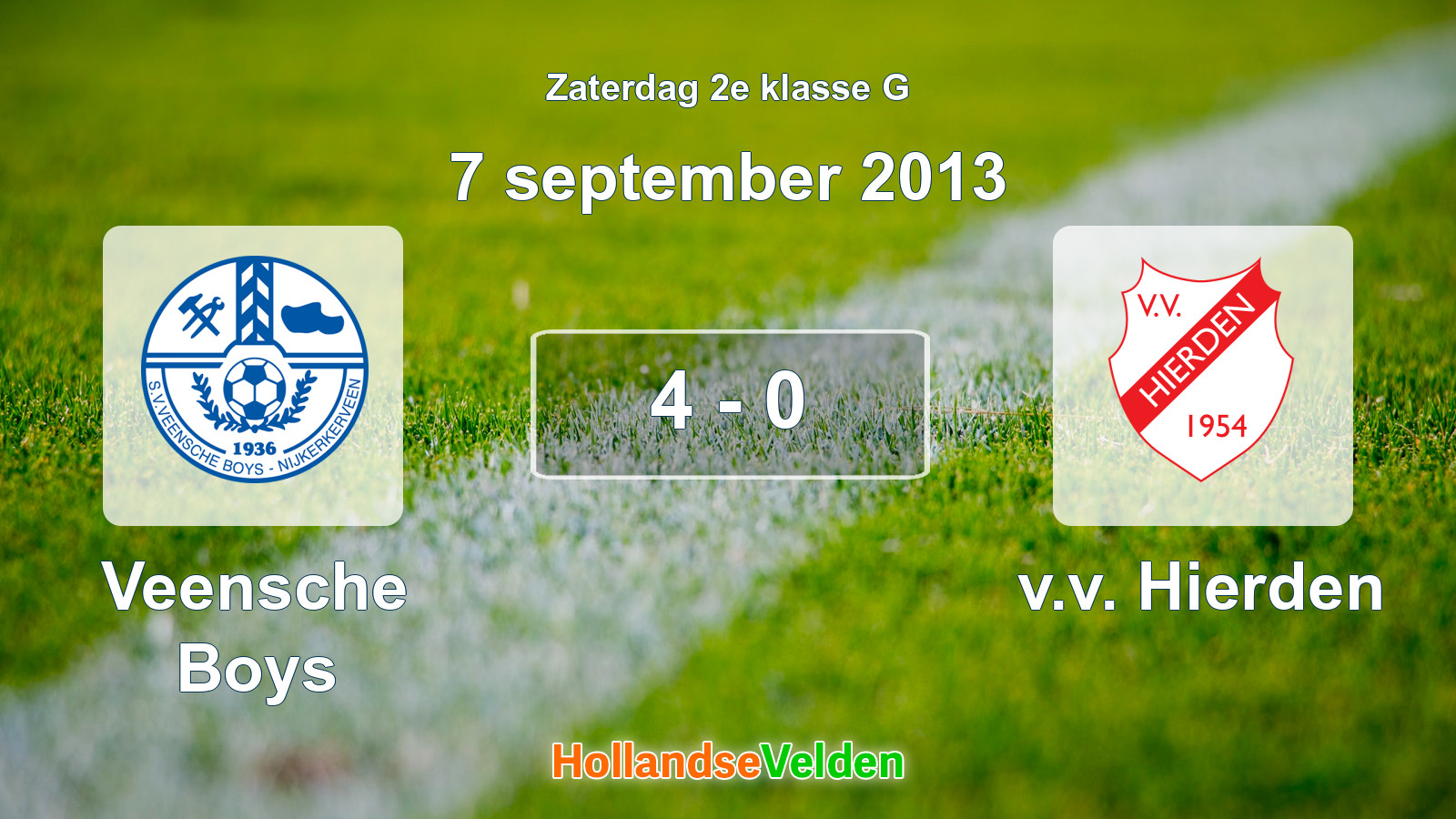 Gespeelde wedstrijd: Veensche Boys - v.v. Hierden 4 - 0 (7 september 2013)