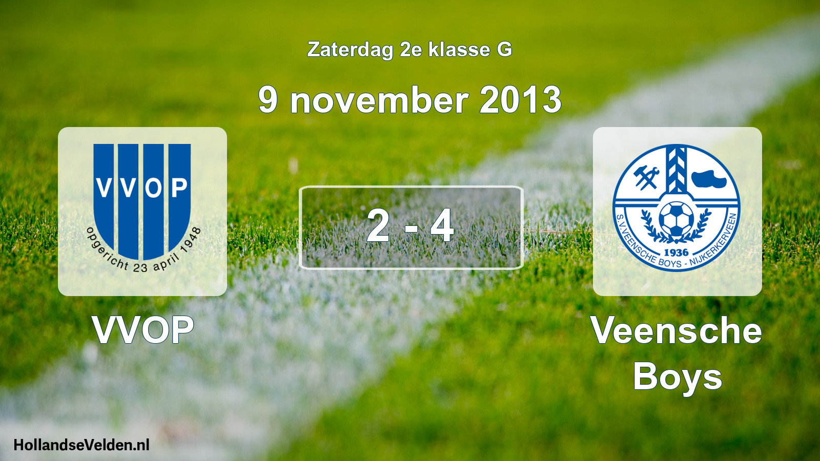 Gespeelde wedstrijd: VVOP - Veensche Boys 2 - 4 (9 november 2013)