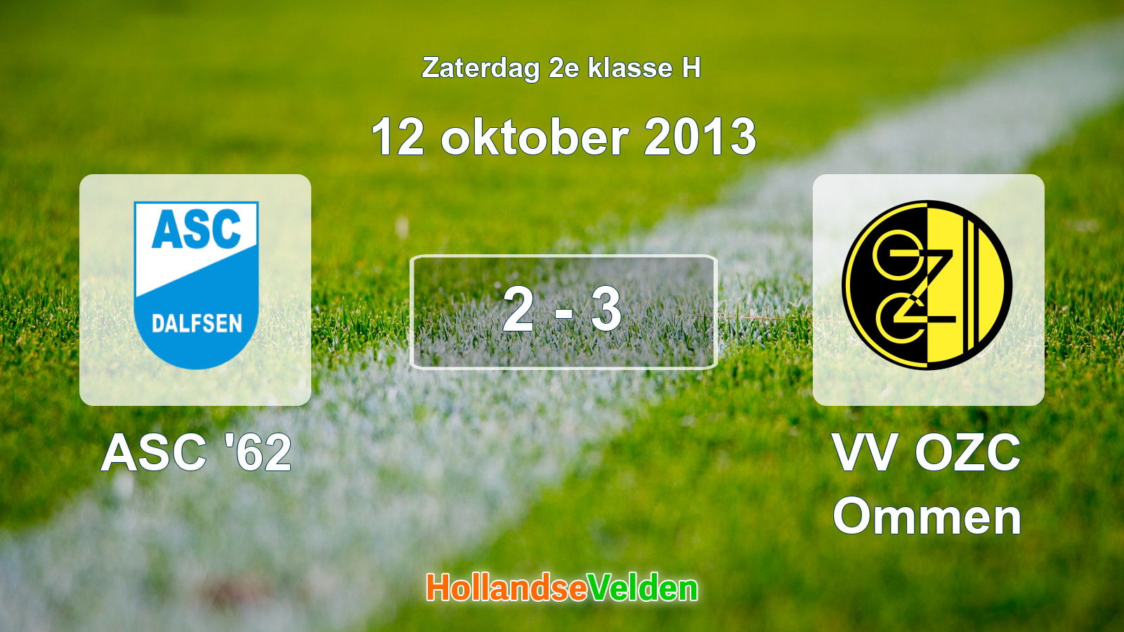 Gespeelde wedstrijd: ASC '62 - VV OZC Ommen 2 - 3 (12 oktober 2013)