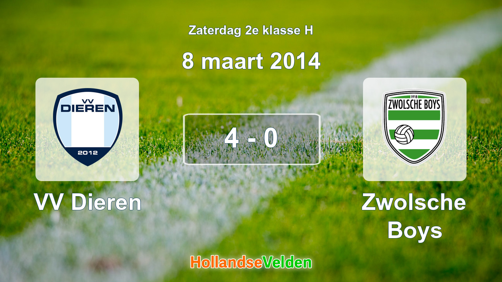 Gespeelde wedstrijd: VV Dieren - Zwolsche Boys 4 - 0 (8 maart 2014)