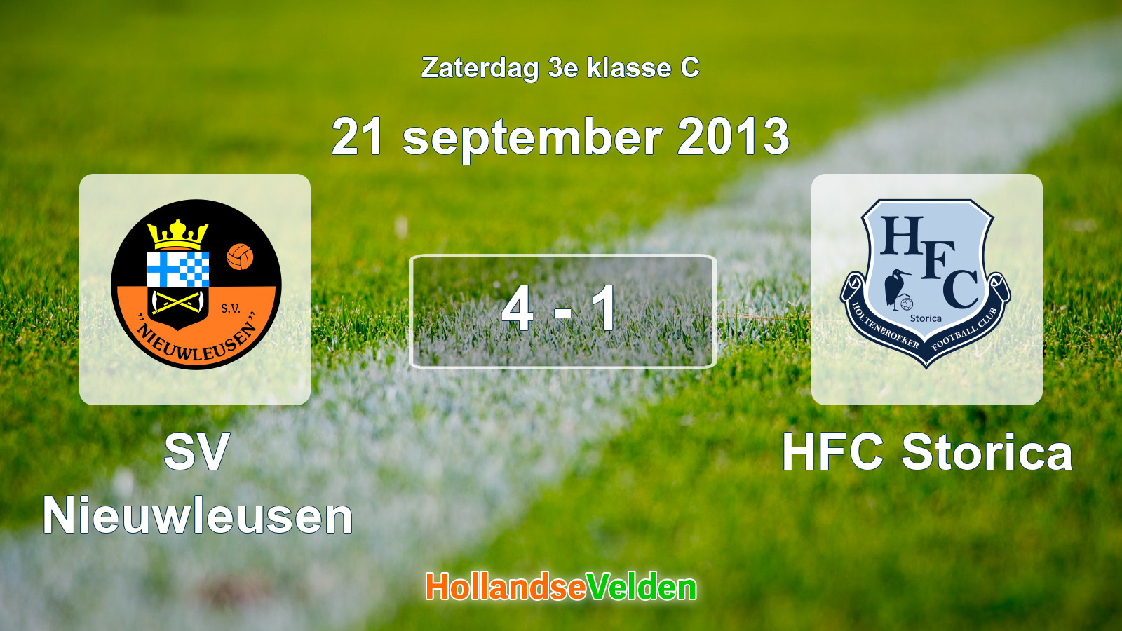 Gespeelde wedstrijd: SV Nieuwleusen - HFC Storica 4 - 1 (21 september 2013)