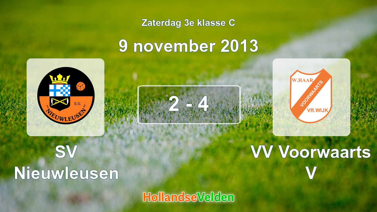 Gespeelde wedstrijd: SV Nieuwleusen - VV Voorwaarts V 2 - 4 (9 november 2013)