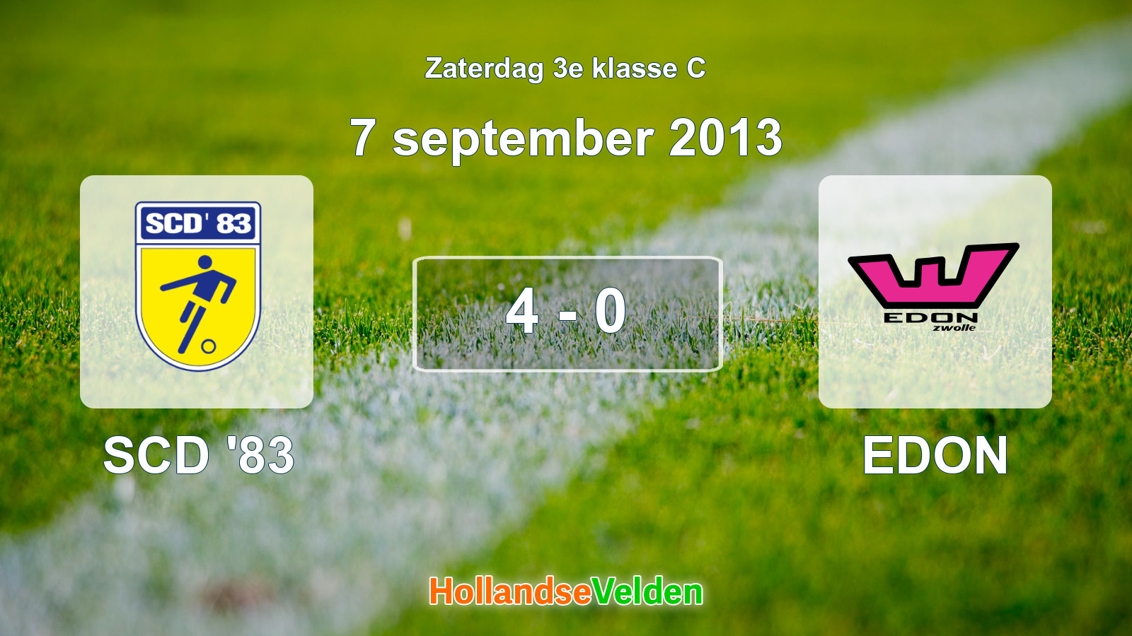 Gespeelde wedstrijd: SCD '83 - EDON 4 - 0 (7 september 2013)