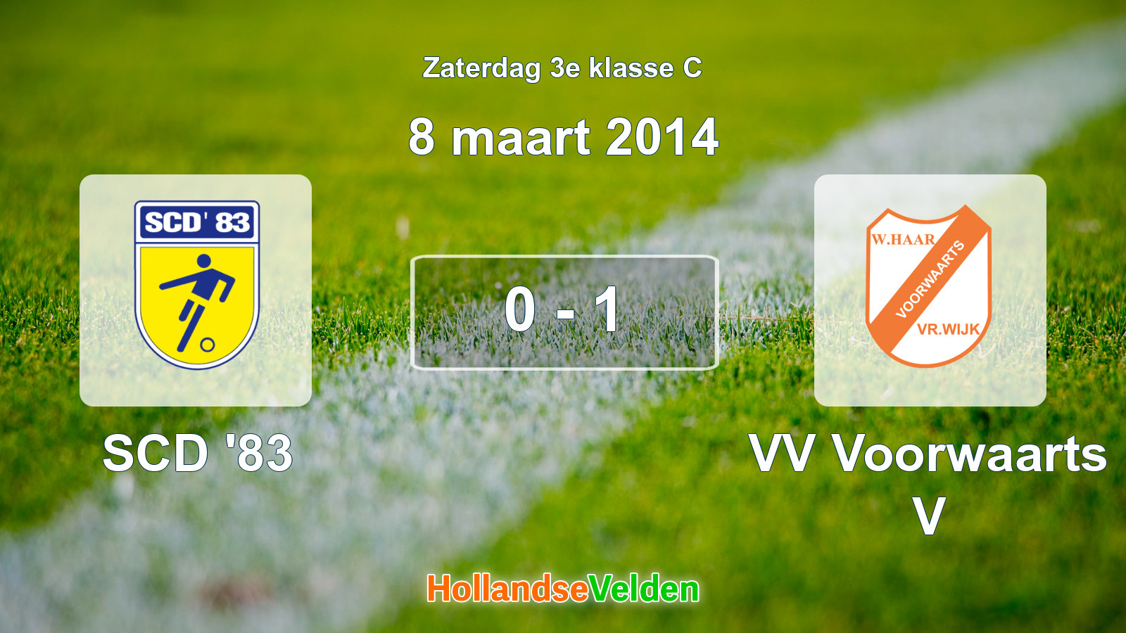 Gespeelde wedstrijd: SCD '83 - VV Voorwaarts V 0 - 1 (8 maart 2014)