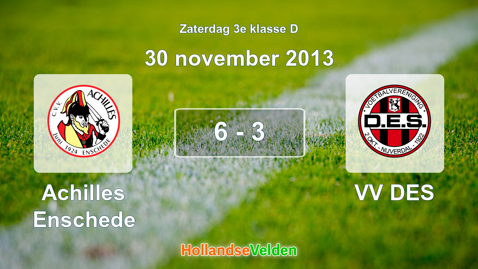 Gespeelde wedstrijd: Achilles Enschede - VV DES 6 - 3 (30 november 2013)