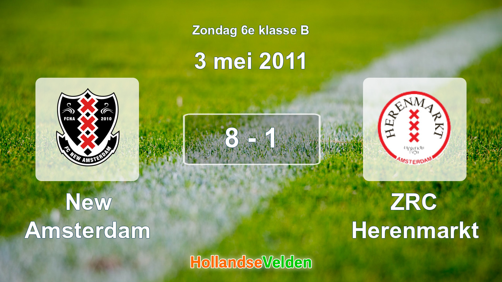 Gespeelde wedstrijd: New Amsterdam - ZRC Herenmarkt 8 - 1 (3 mei 2011)