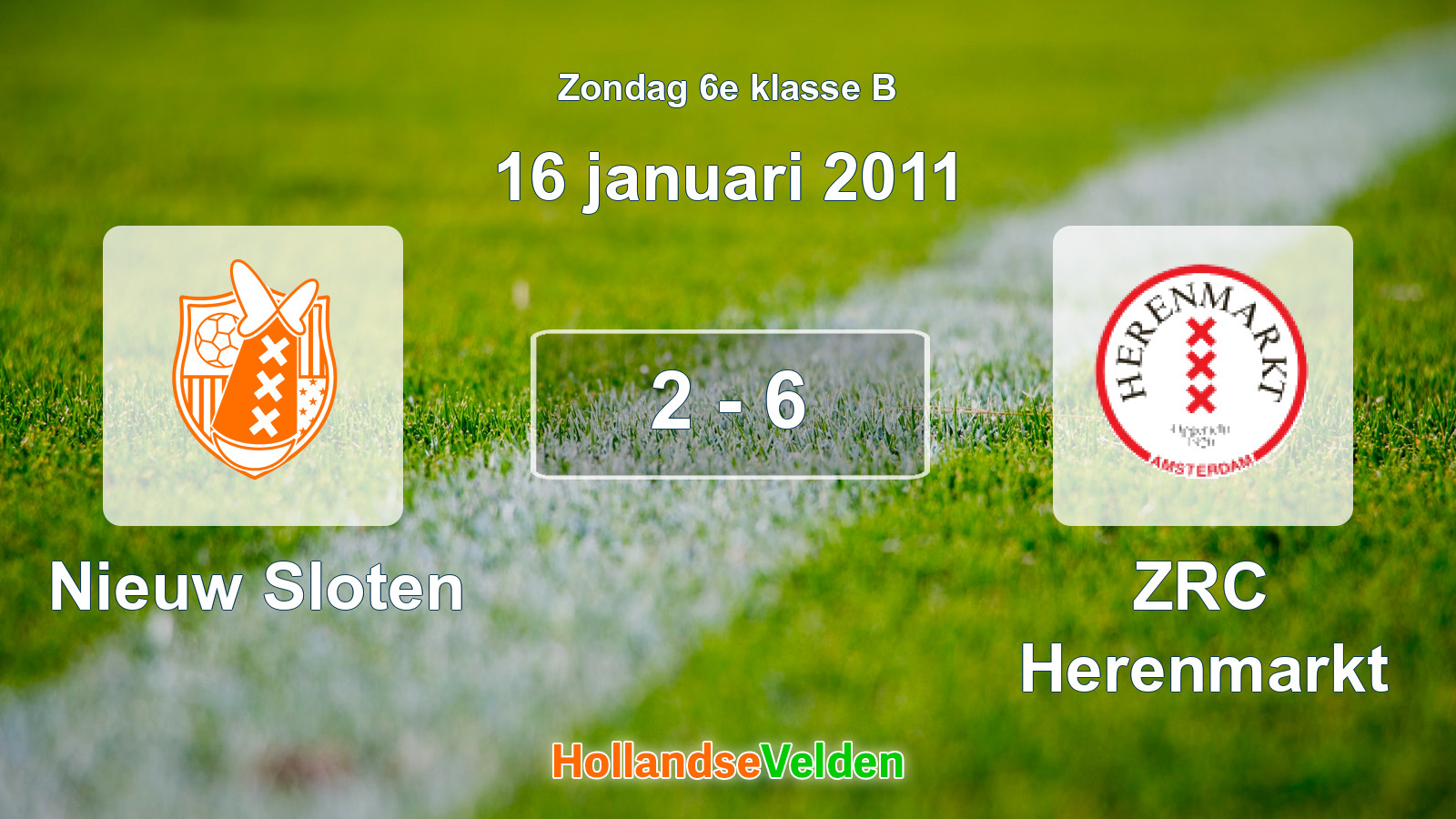 Gespeelde wedstrijd: Nieuw Sloten - ZRC Herenmarkt 2 - 6 (16 januari 2011)