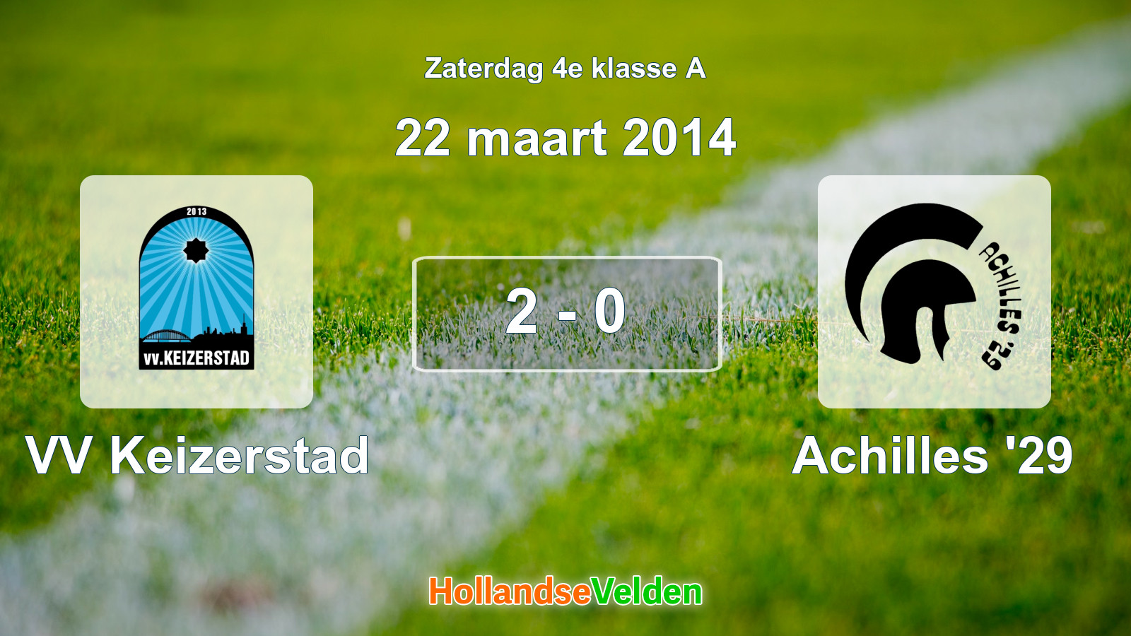 Gespeelde wedstrijd: VV Keizerstad - Achilles '29 2 - 0 (22 maart 2014)