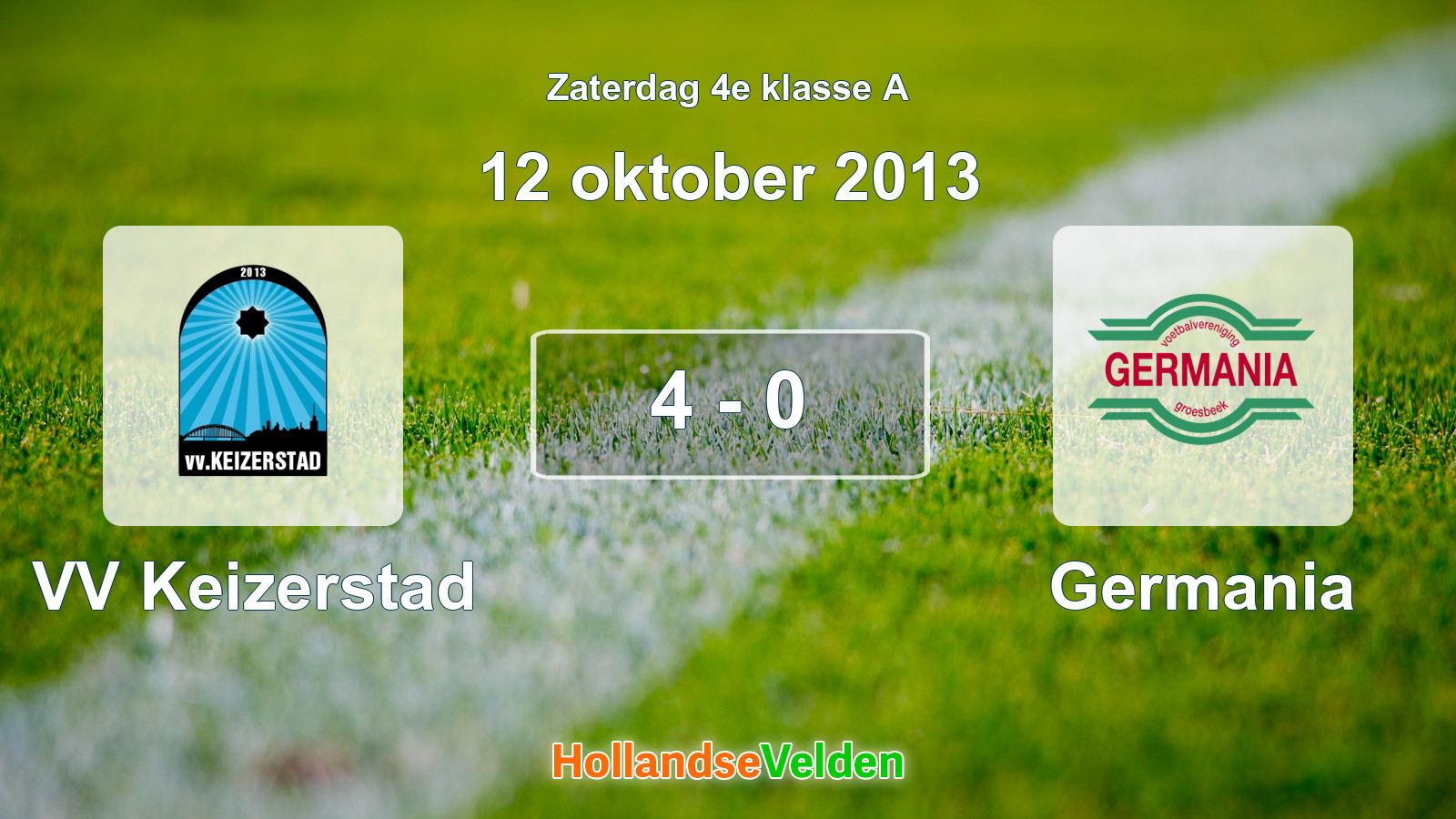 Gespeelde wedstrijd: VV Keizerstad - Germania 4 - 0 (12 oktober 2013)