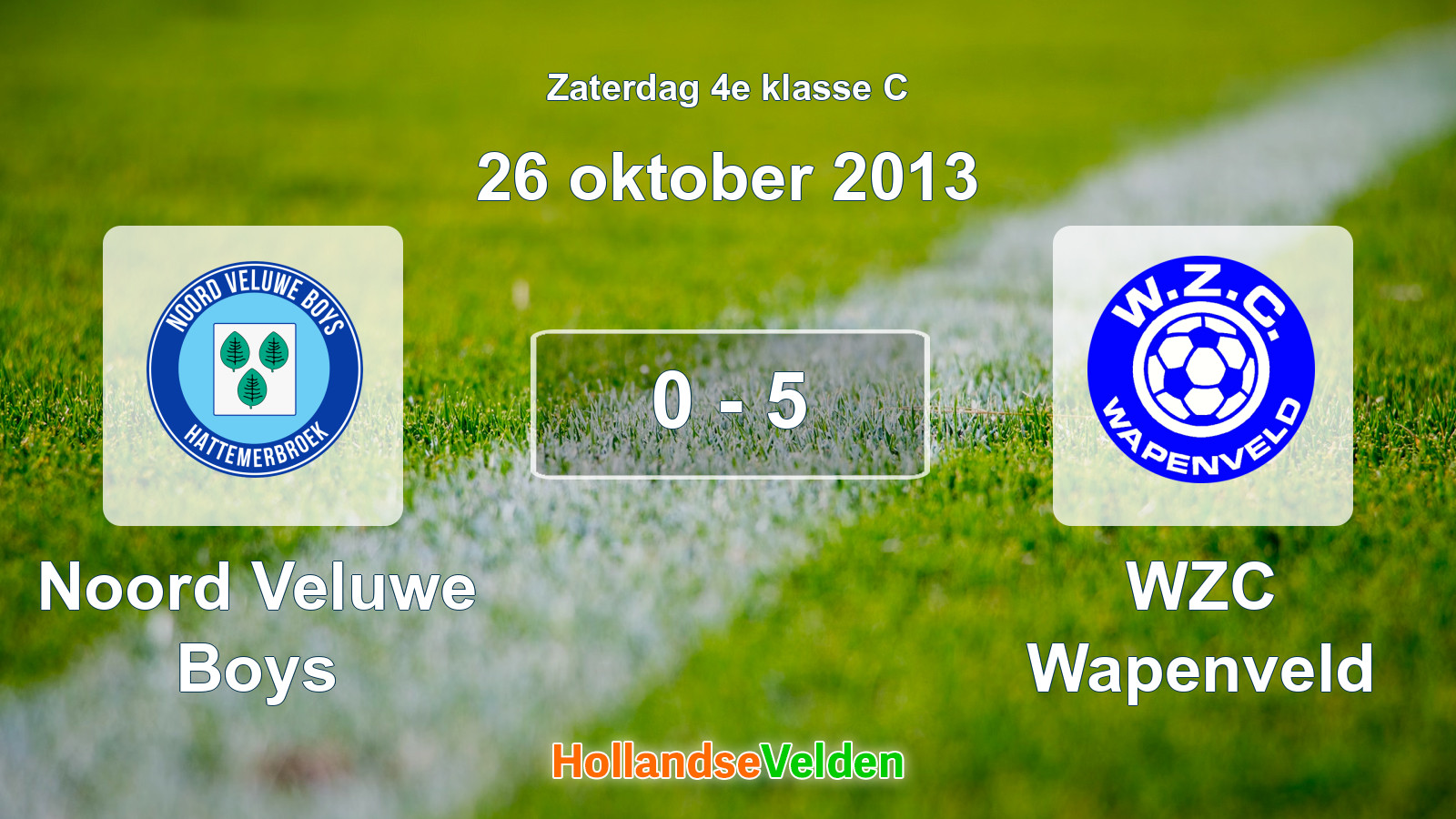Gespeelde wedstrijd: Noord Veluwe Boys - WZC Wapenveld 0 - 5 (26 oktober 2013)