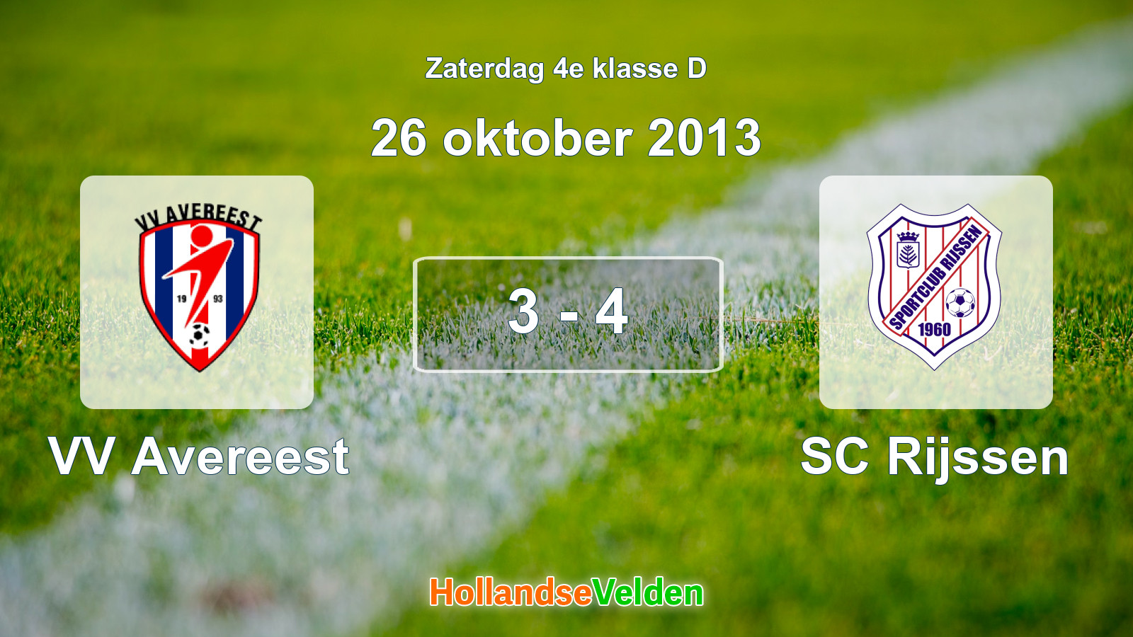 Gespeelde wedstrijd: VV Avereest - SC Rijssen 3 - 4 (26 oktober 2013)