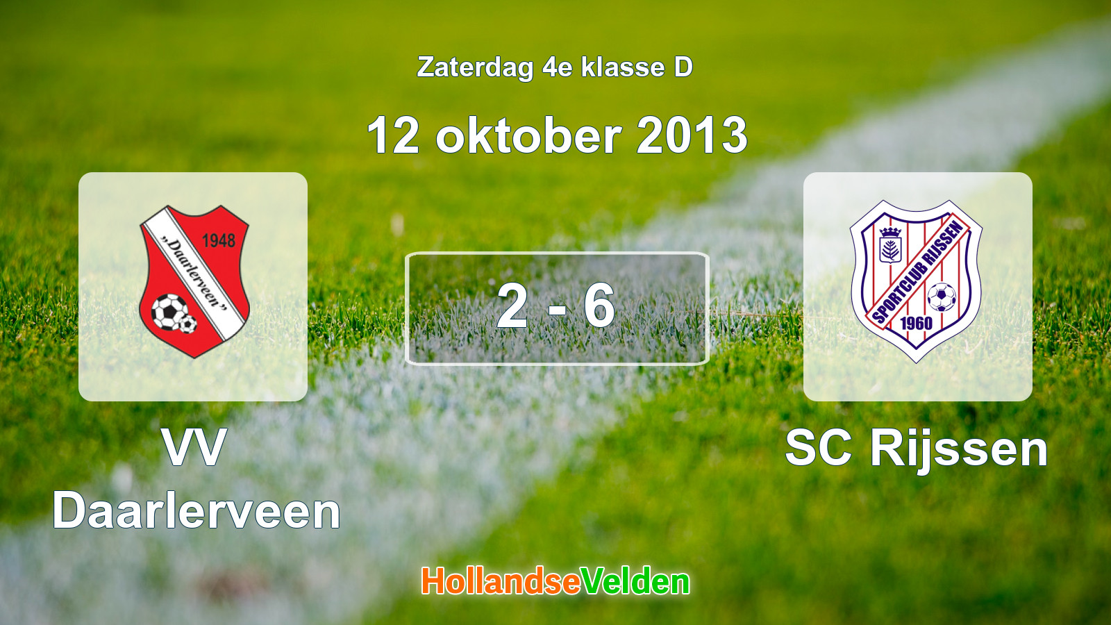 Gespeelde wedstrijd: VV Daarlerveen - SC Rijssen 2 - 6 (12 oktober 2013)