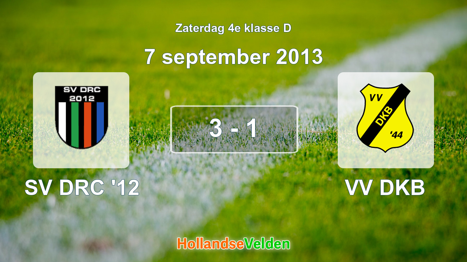 Gespeelde wedstrijd: SV DRC '12 - VV DKB 3 - 1 (7 september 2013)