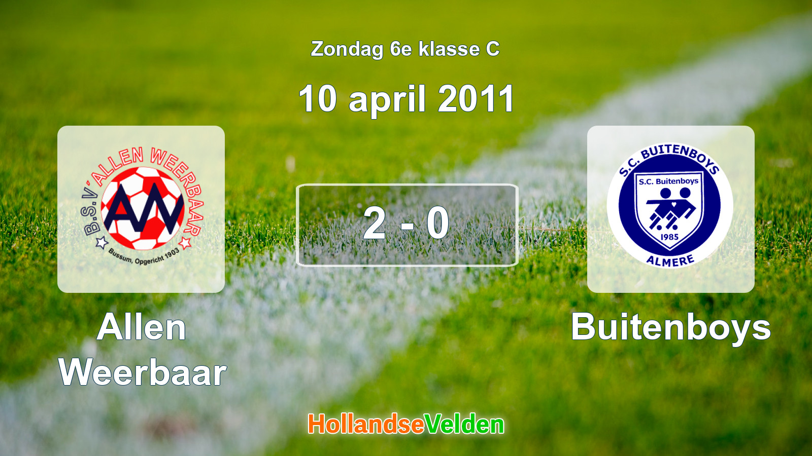Gespeelde wedstrijd: Allen Weerbaar - Buitenboys 2 - 0 (10 april 2011)