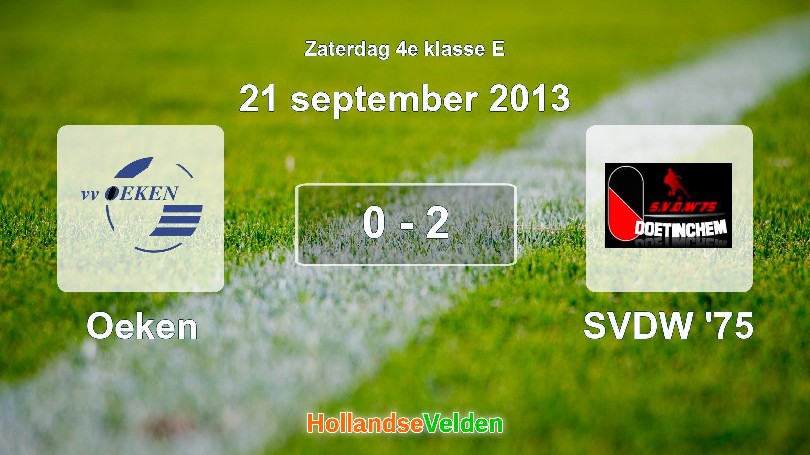 Gespeelde wedstrijd: Oeken - SVDW '75 0 - 2 (21 september 2013)