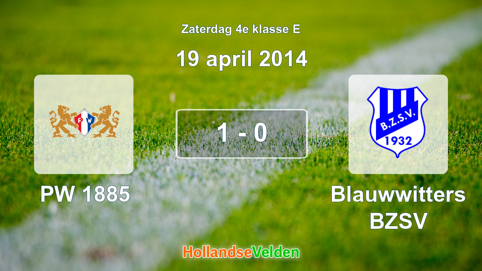 Gespeelde wedstrijd: PW 1885 - Blauwwitters BZSV 1 - 0 (19 april 2014)
