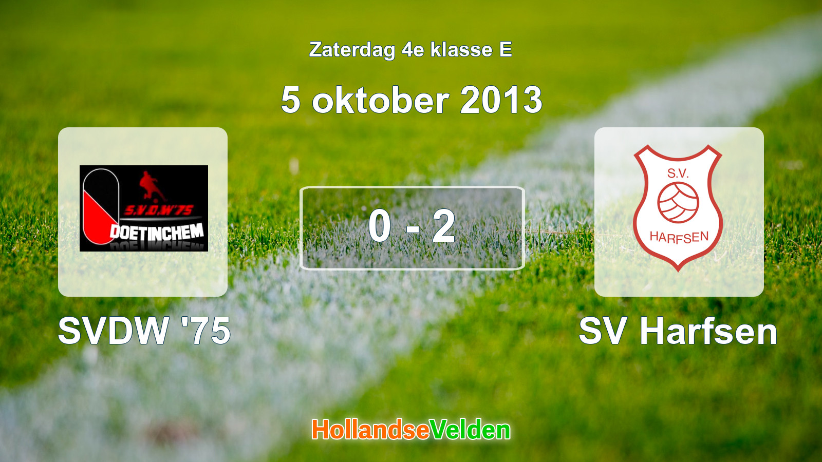 Gespeelde wedstrijd: SVDW '75 - SV Harfsen 0 - 2 (5 oktober 2013)