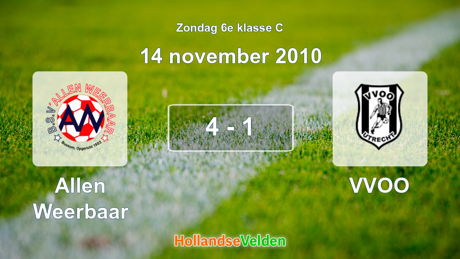 Gespeelde wedstrijd: Allen Weerbaar - VVOO 4 - 1 (14 november 2010)