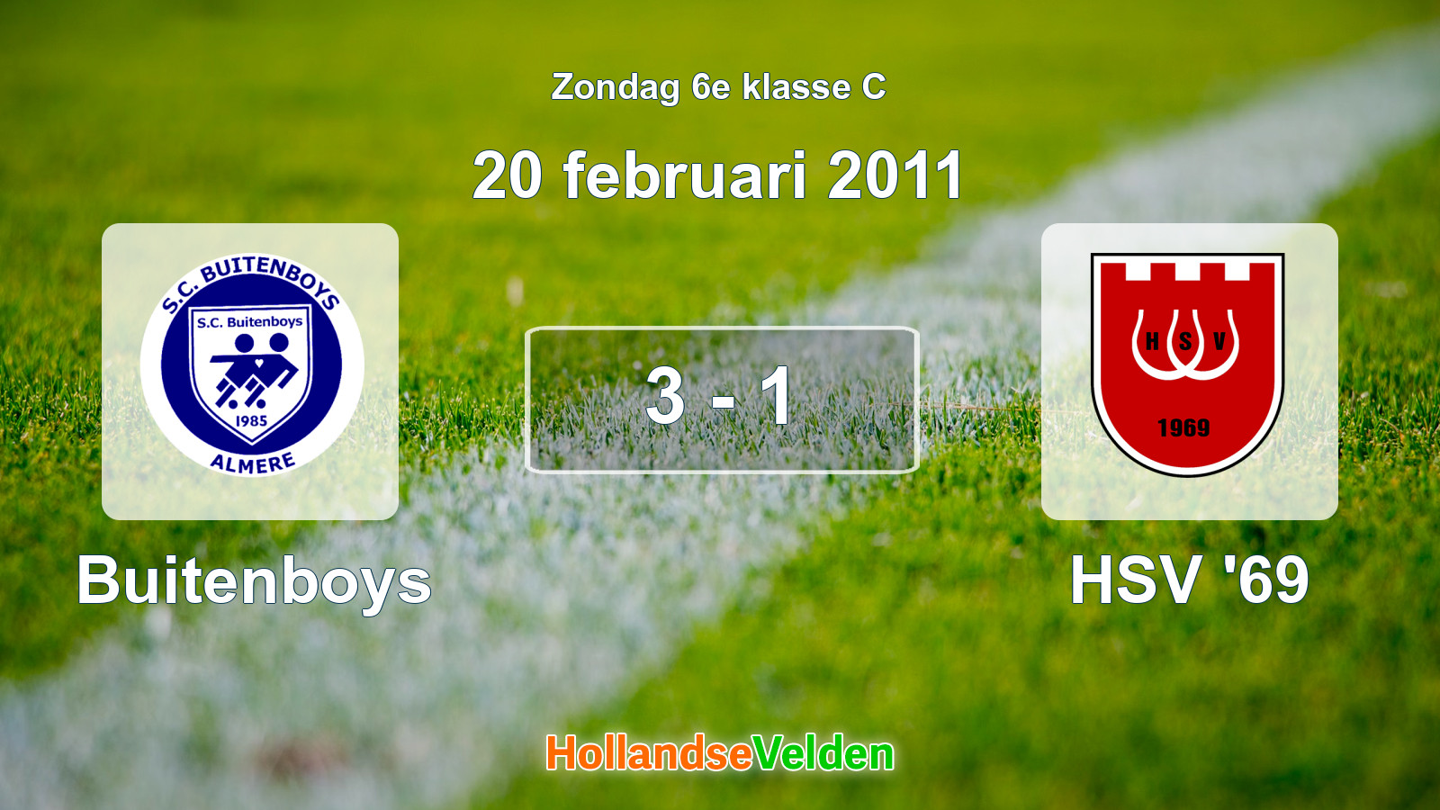 Gespeelde wedstrijd: Buitenboys - HSV '69 3 - 1 (20 februari 2011)