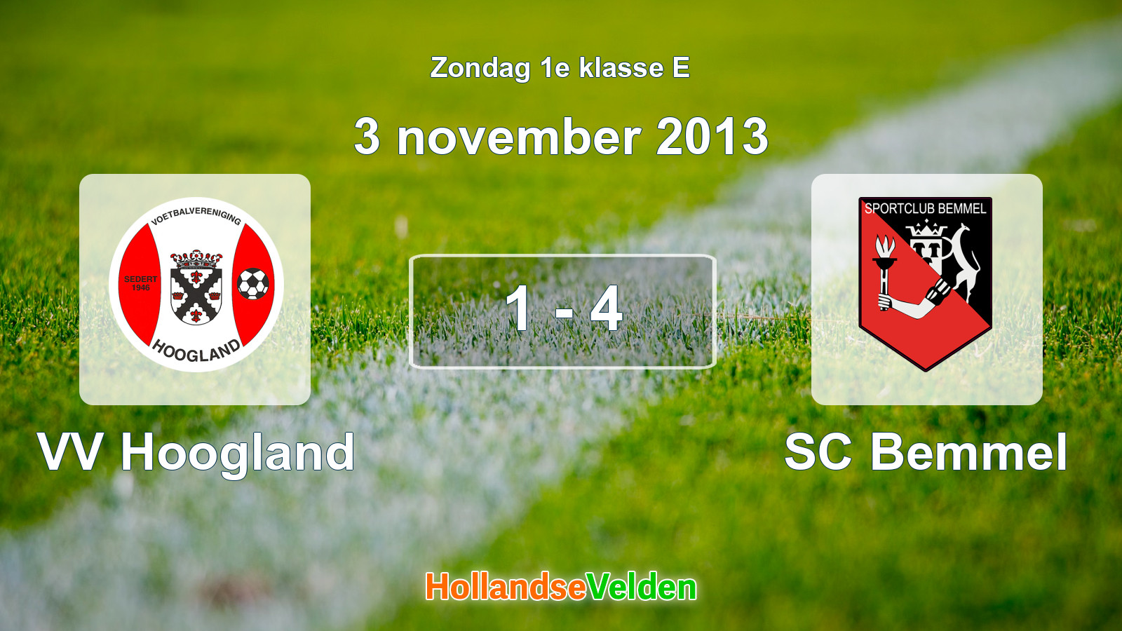 Gespeelde wedstrijd: VV Hoogland - SC Bemmel 1 - 4 (3 november 2013)
