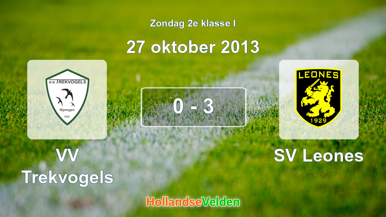 Gespeelde wedstrijd: VV Trekvogels - SV Leones 0 - 3 (27 oktober 2013)