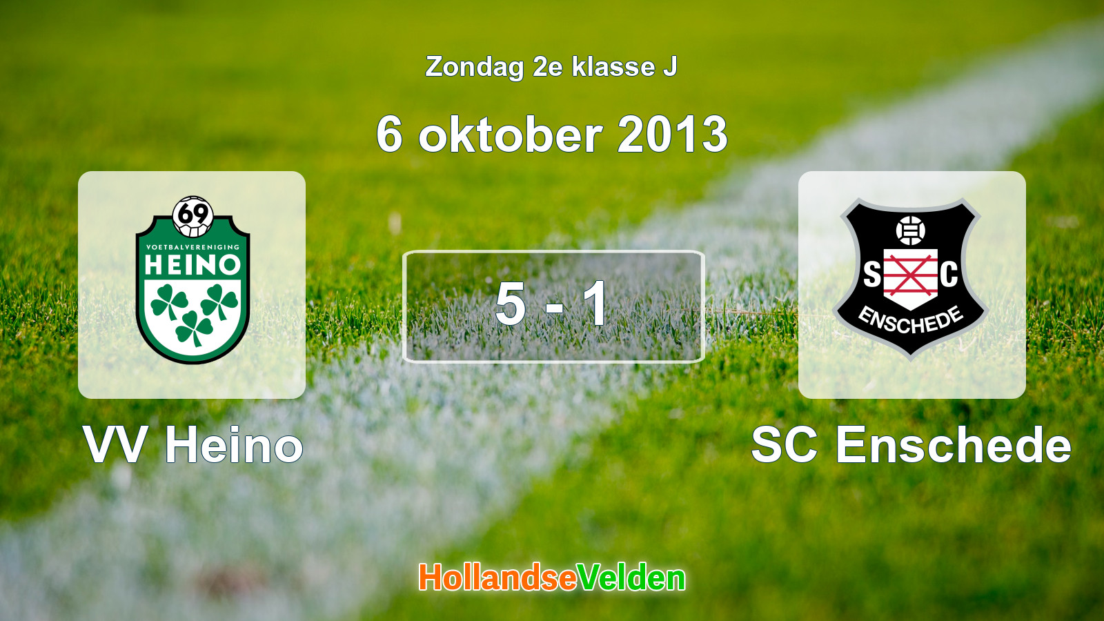 Gespeelde wedstrijd: VV Heino - SC Enschede 5 - 1 (6 oktober 2013)
