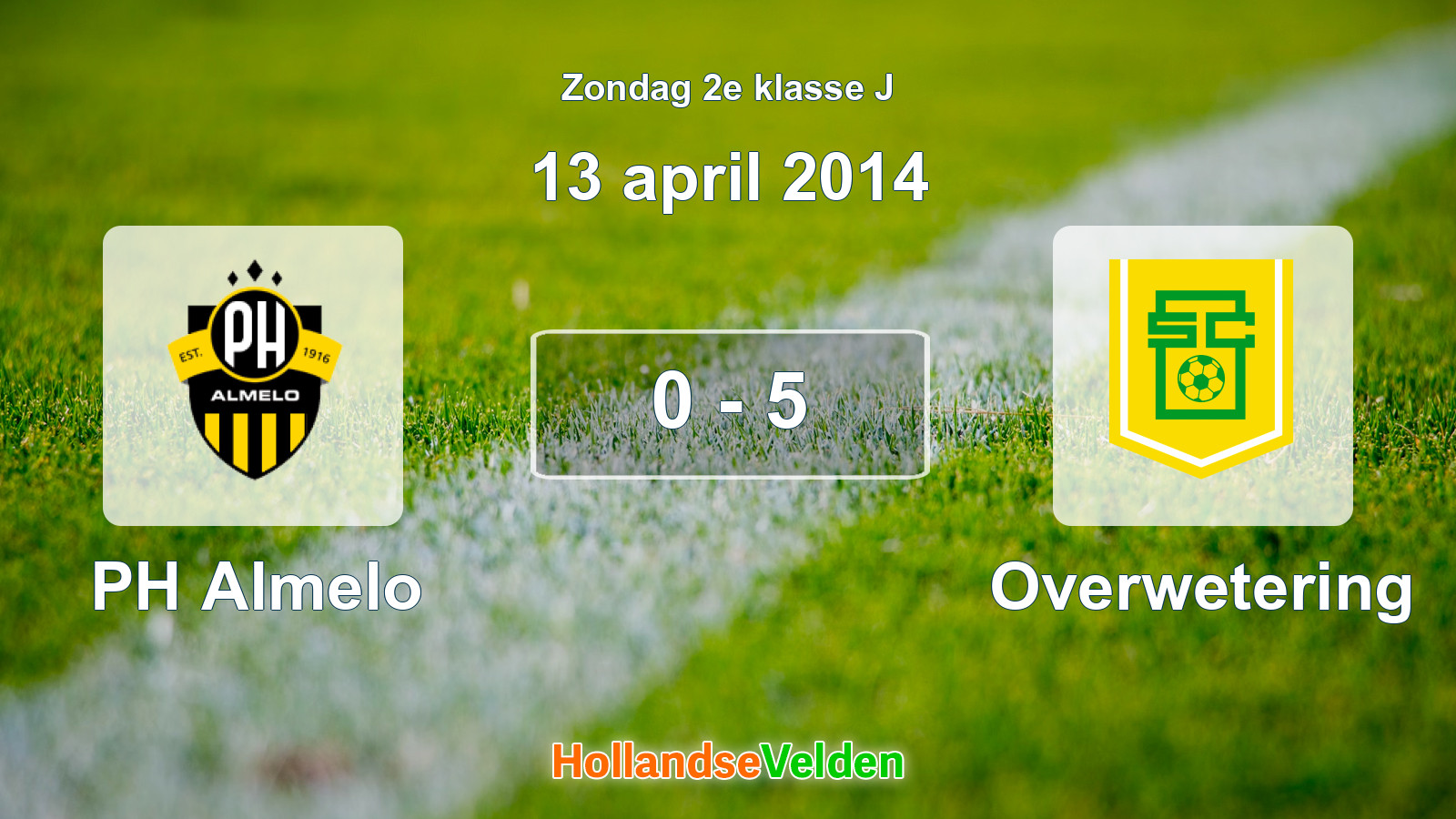 Gespeelde wedstrijd: PH Almelo - Overwetering 0 - 5 (13 april 2014)