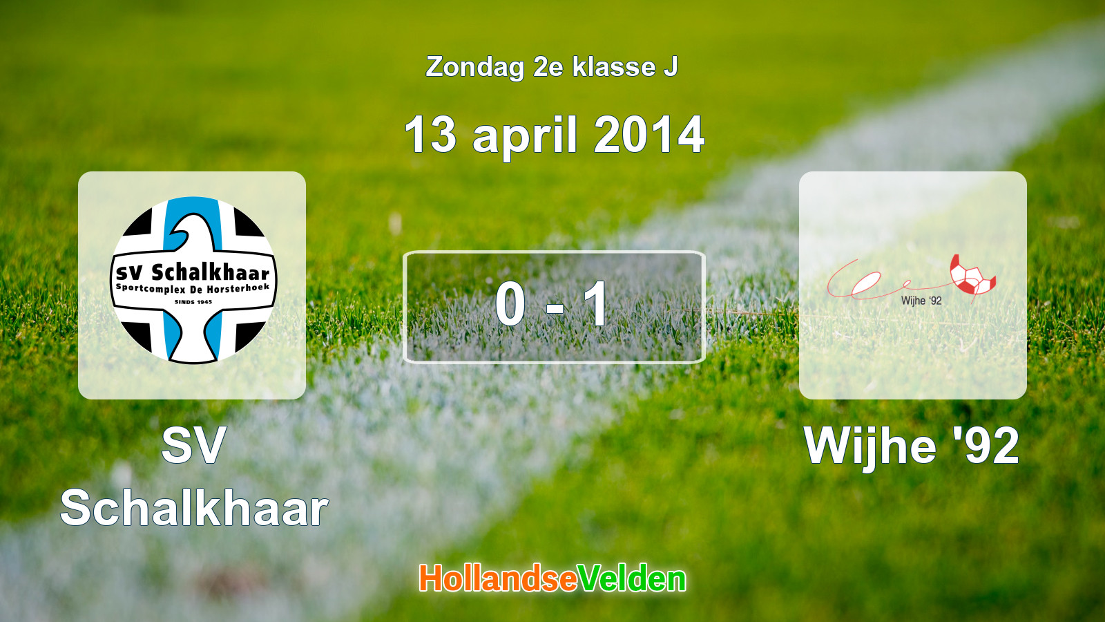 Gespeelde wedstrijd: SV Schalkhaar - Wijhe '92 0 - 1 (13 april 2014)