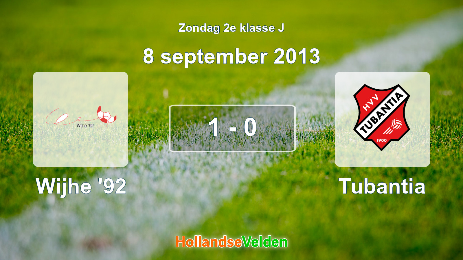 Gespeelde wedstrijd: Wijhe '92 - Tubantia 1 - 0 (8 september 2013)