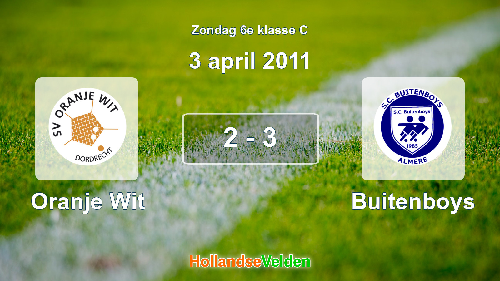 Gespeelde wedstrijd: Oranje Wit - Buitenboys 2 - 3 (3 april 2011)