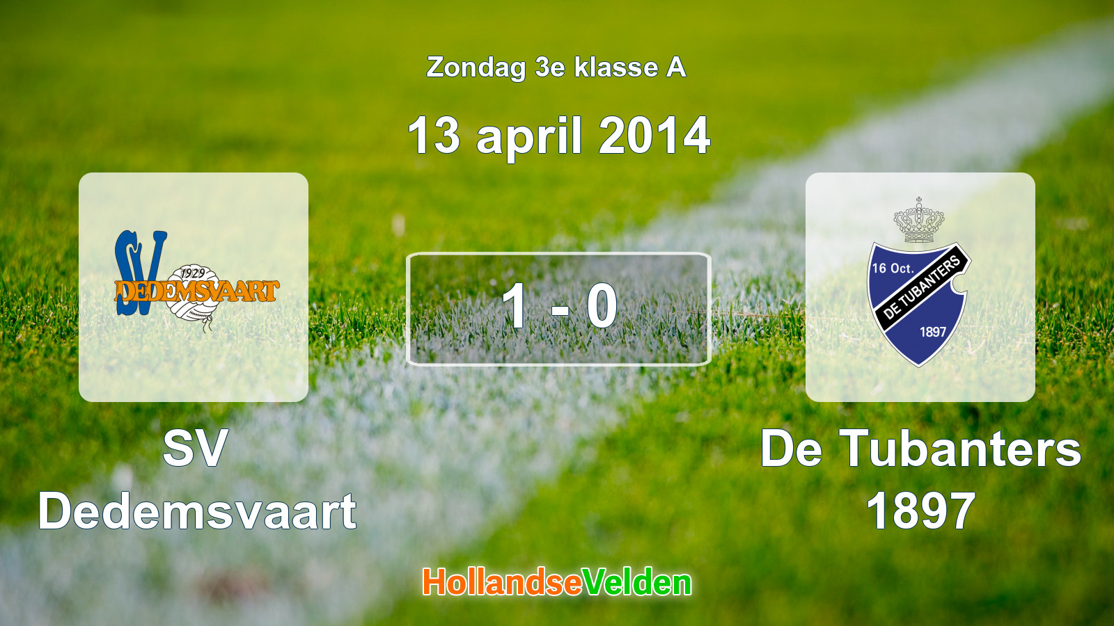 Gespeelde wedstrijd: SV Dedemsvaart - De Tubanters 1897 1 - 0 (13 april 2014)