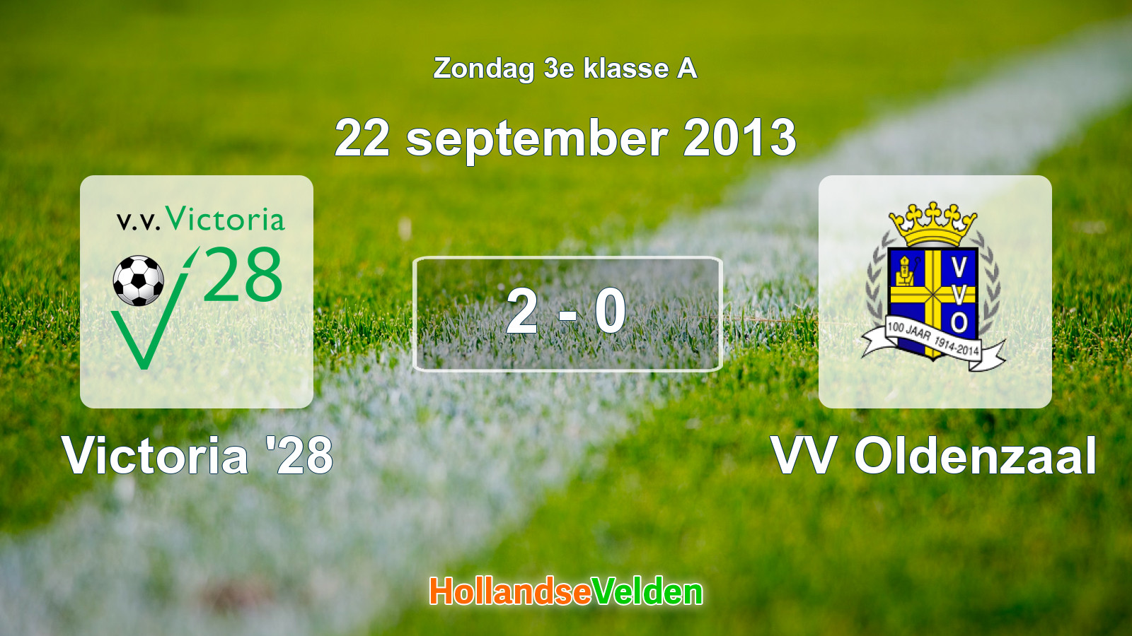 Gespeelde wedstrijd: Victoria '28 - VV Oldenzaal 2 - 0 (22 september 2013)