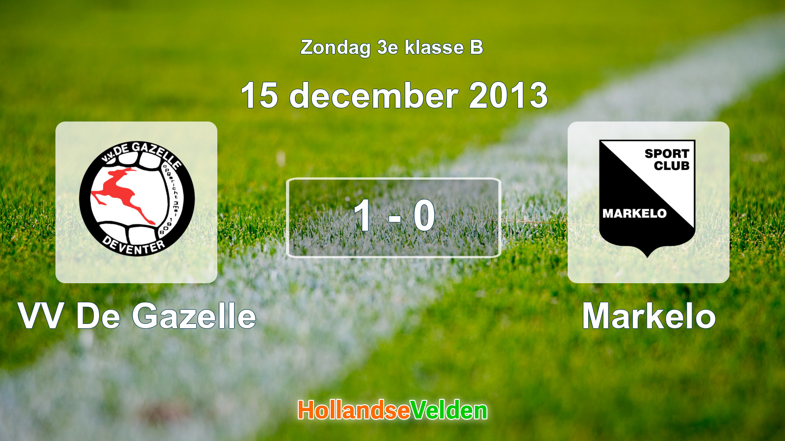 Gespeelde wedstrijd: VV De Gazelle - Markelo 1 - 0 (15 december 2013)