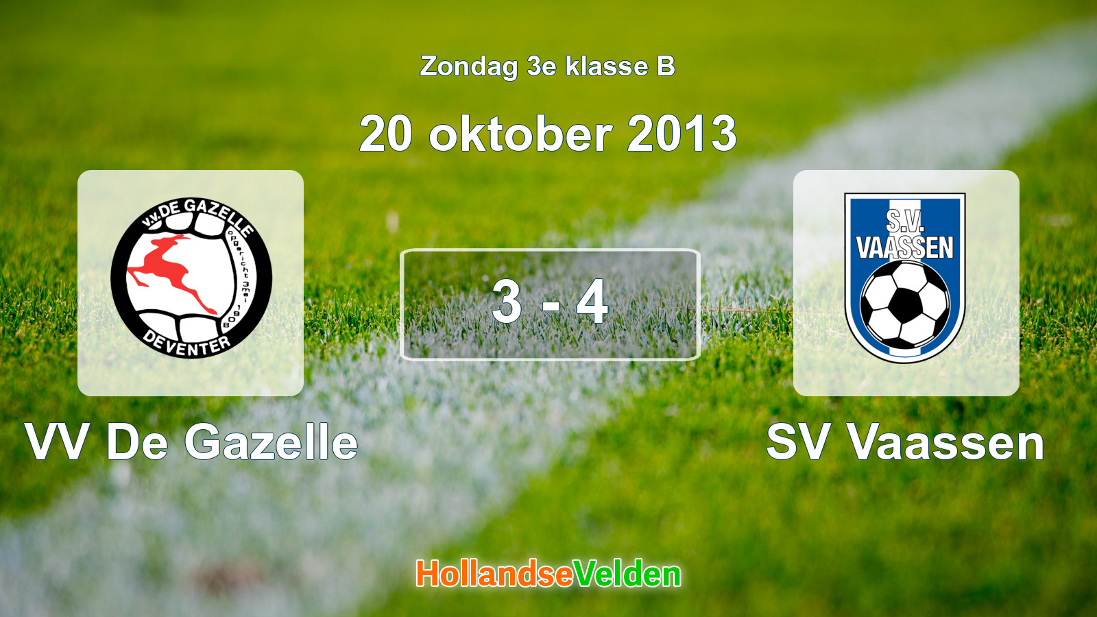 Gespeelde wedstrijd: VV De Gazelle - SV Vaassen 3 - 4 (20 oktober 2013)