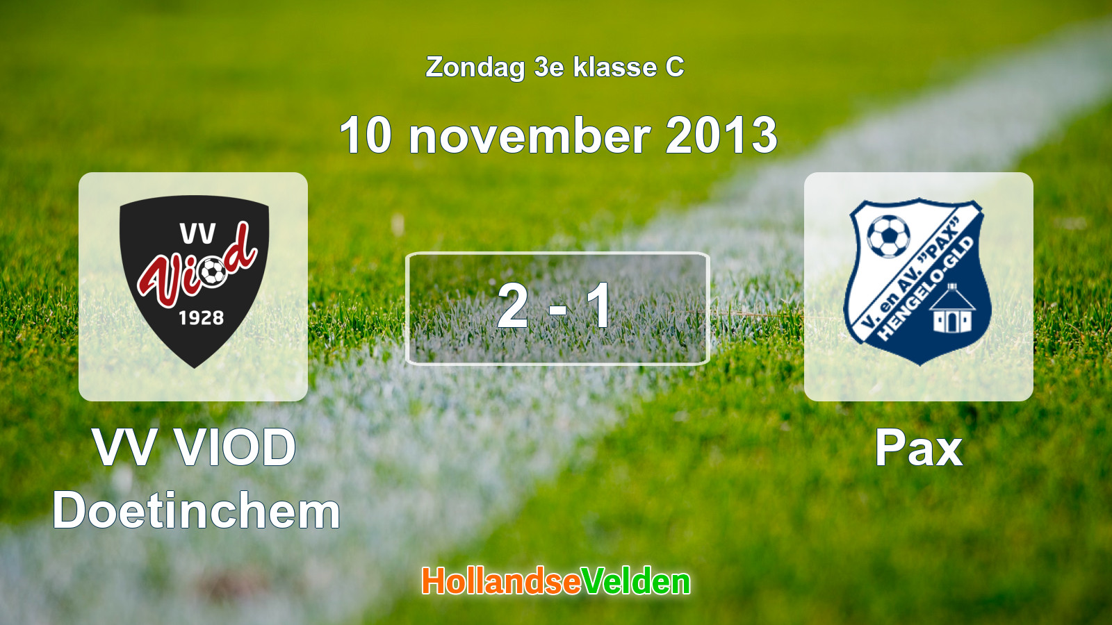 Gespeelde wedstrijd: VV VIOD Doetinchem - Pax 2 - 1 (10 november 2013)
