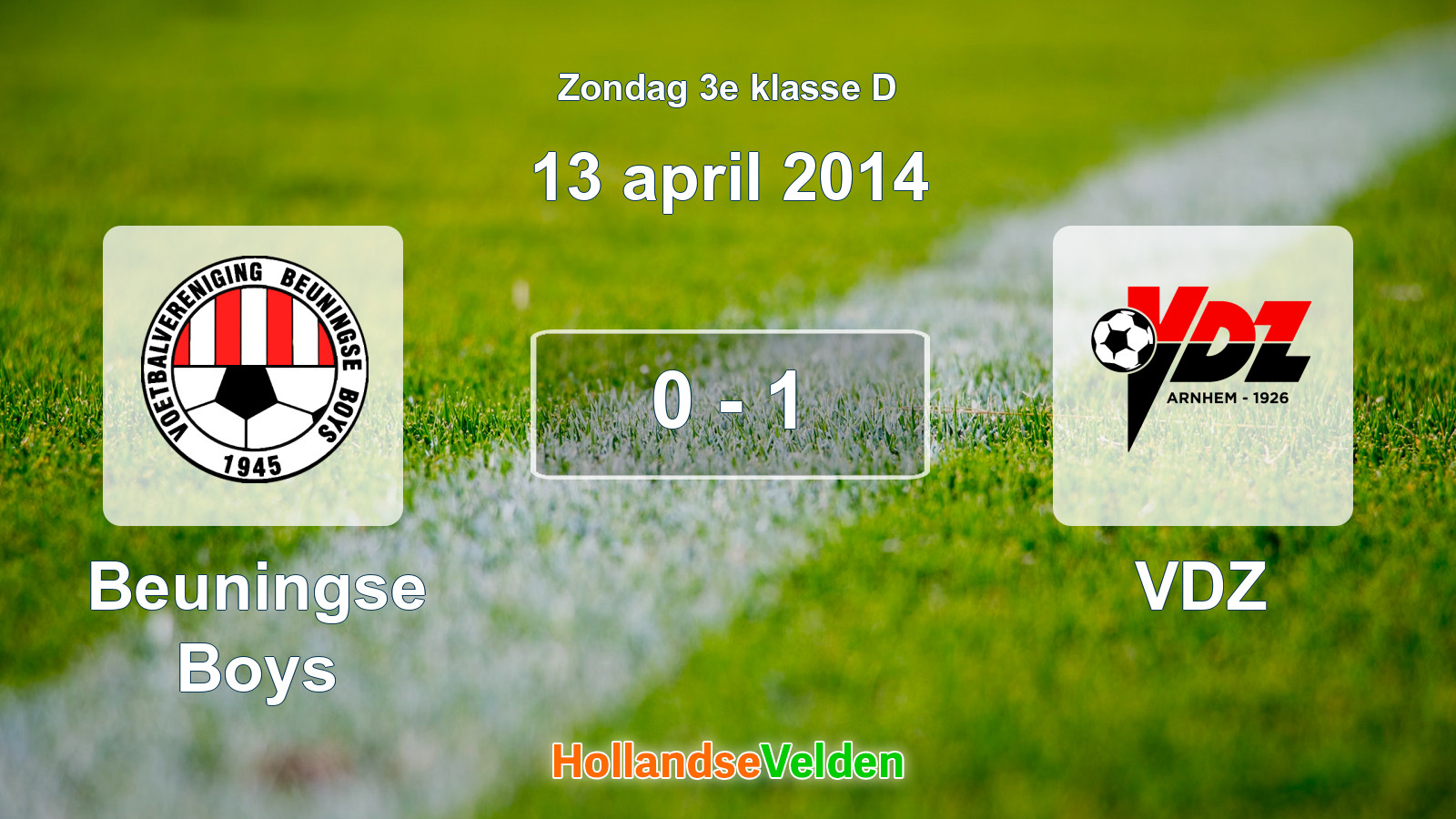 Gespeelde wedstrijd: Beuningse Boys - VDZ 0 - 1 (13 april 2014)