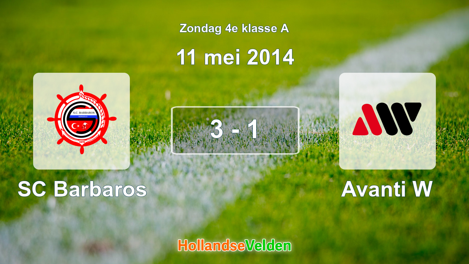 Gespeelde wedstrijd: SC Barbaros - Avanti W 3 - 1 (11 mei 2014)