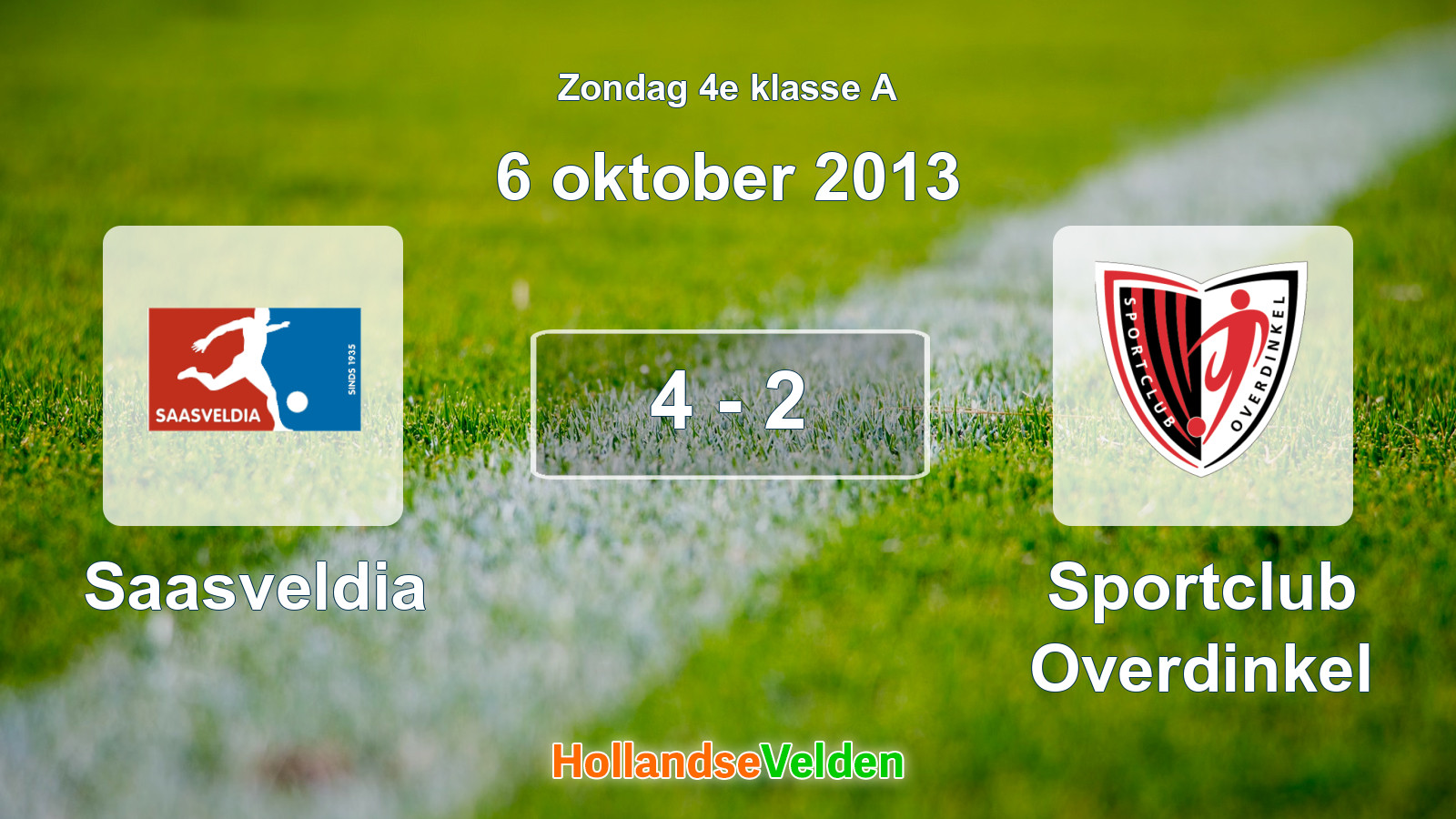Gespeelde wedstrijd: Saasveldia - Sportclub Overdinkel 4 - 2 (6 oktober 2013)
