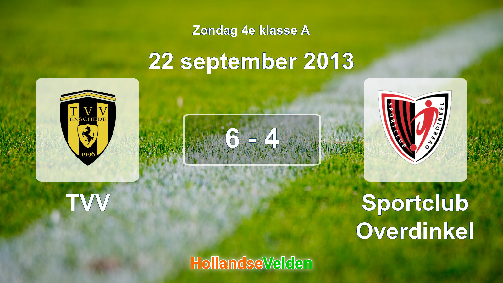 Gespeelde wedstrijd: TVV - Sportclub Overdinkel 6 - 4 (22 september 2013)