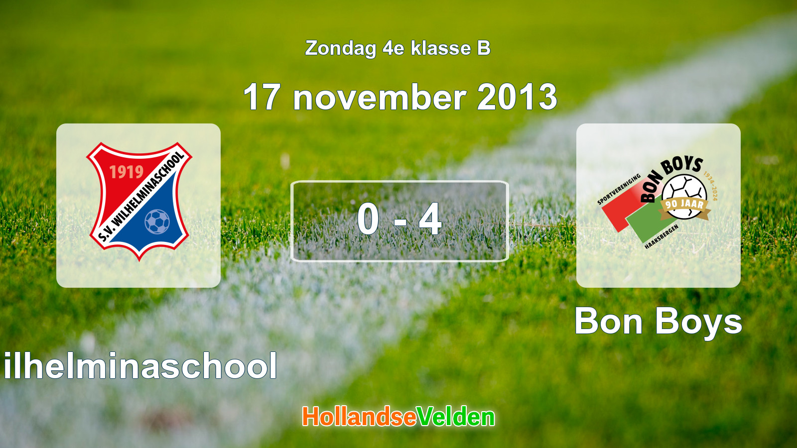 Gespeelde wedstrijd: Wilhelminaschool - Bon Boys 0 - 4 (17 november 2013)