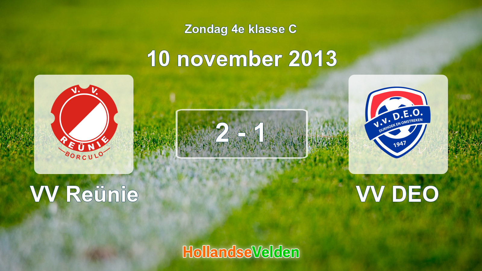 Gespeelde wedstrijd: VV Reünie - VV DEO 2 - 1 (10 november 2013)