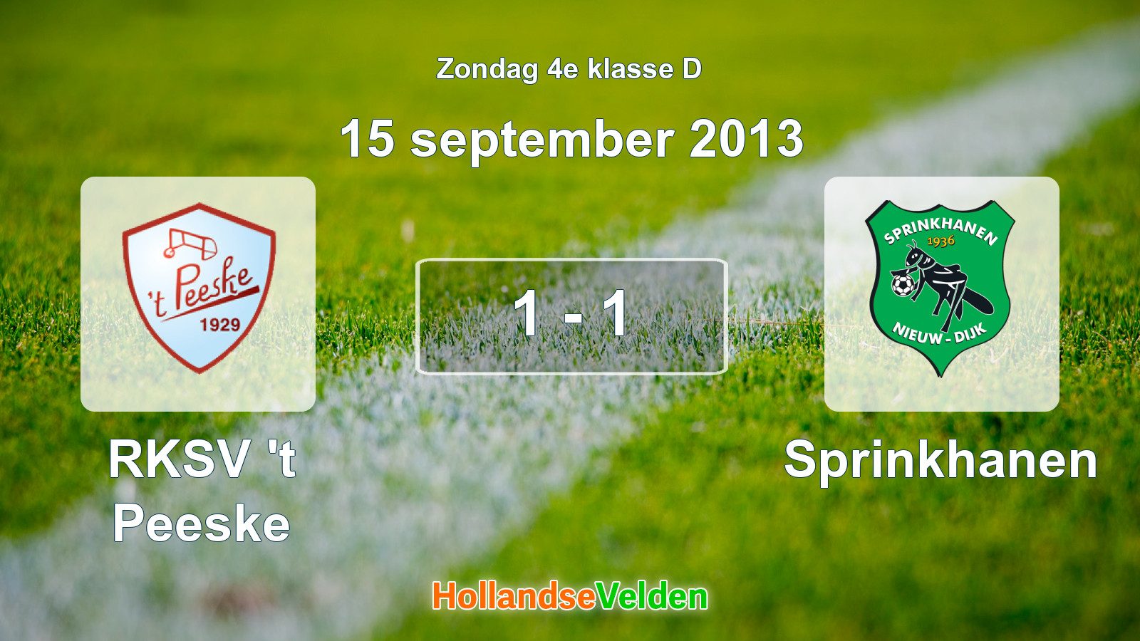 Gespeelde wedstrijd: RKSV 't Peeske - Sprinkhanen 1 - 1 (15 september 2013)