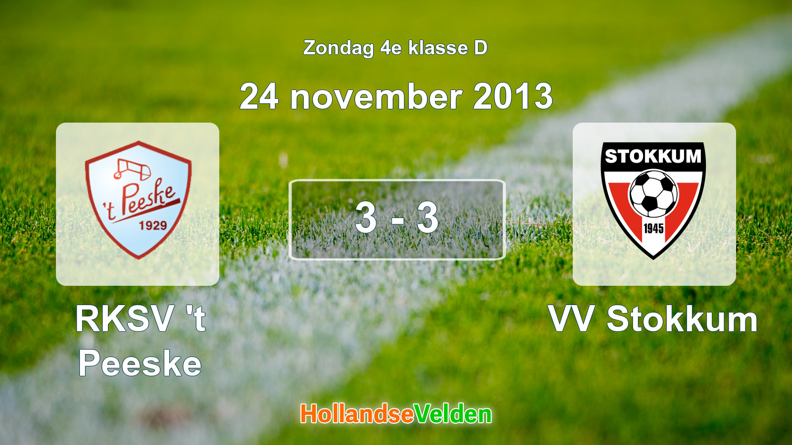 Gespeelde wedstrijd: RKSV 't Peeske - VV Stokkum 3 - 3 (24 november 2013)