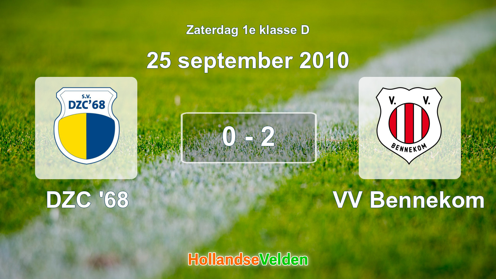 Gespeelde wedstrijd: DZC '68 - VV Bennekom 0 - 2 (25 september 2010)