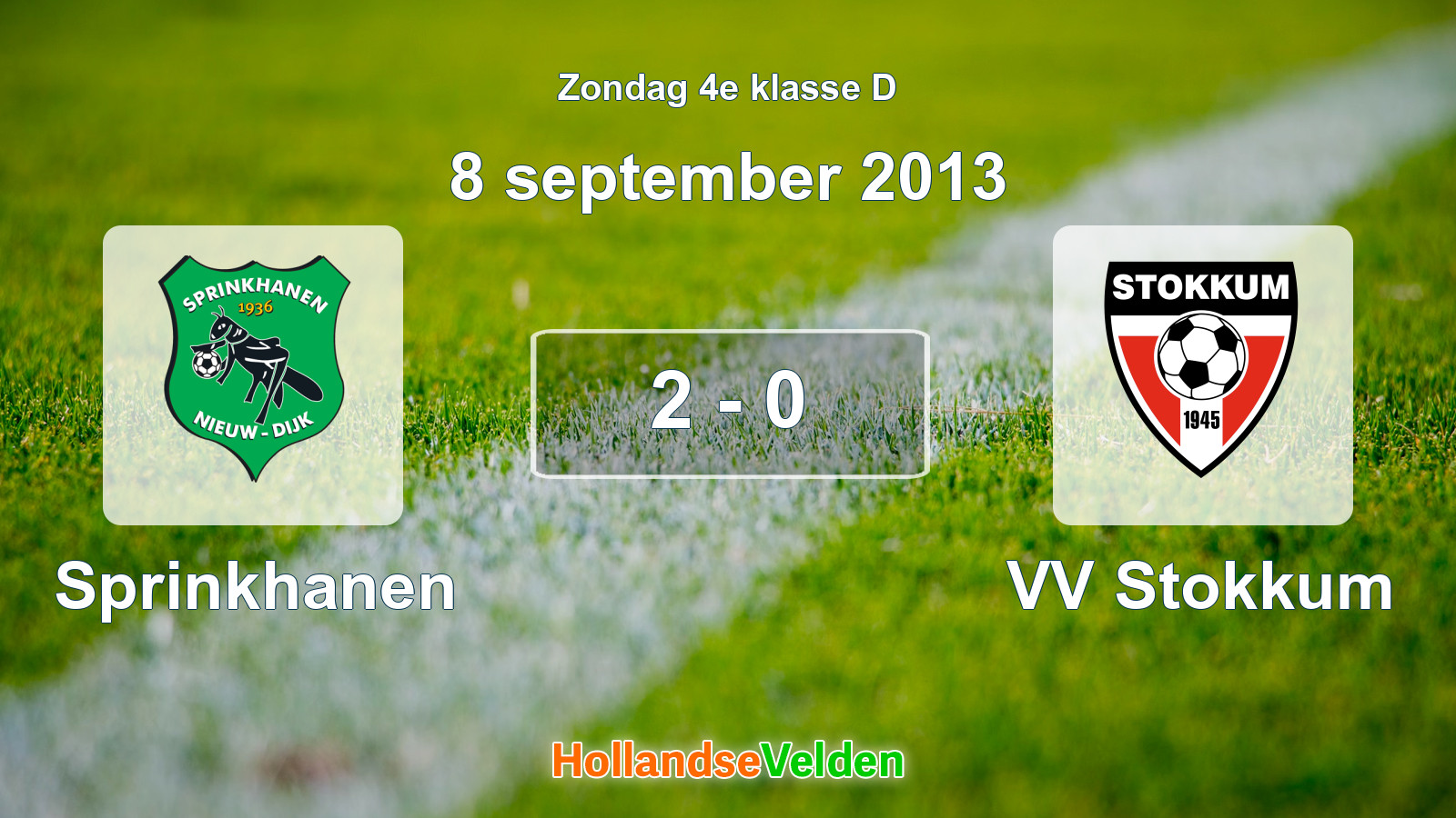 Gespeelde wedstrijd: Sprinkhanen - VV Stokkum 2 - 0 (8 september 2013)