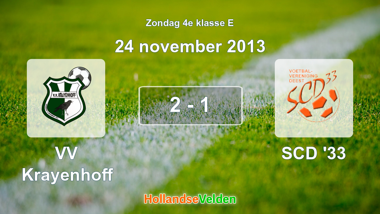 Gespeelde wedstrijd: VV Krayenhoff - SCD '33 2 - 1 (24 november 2013)