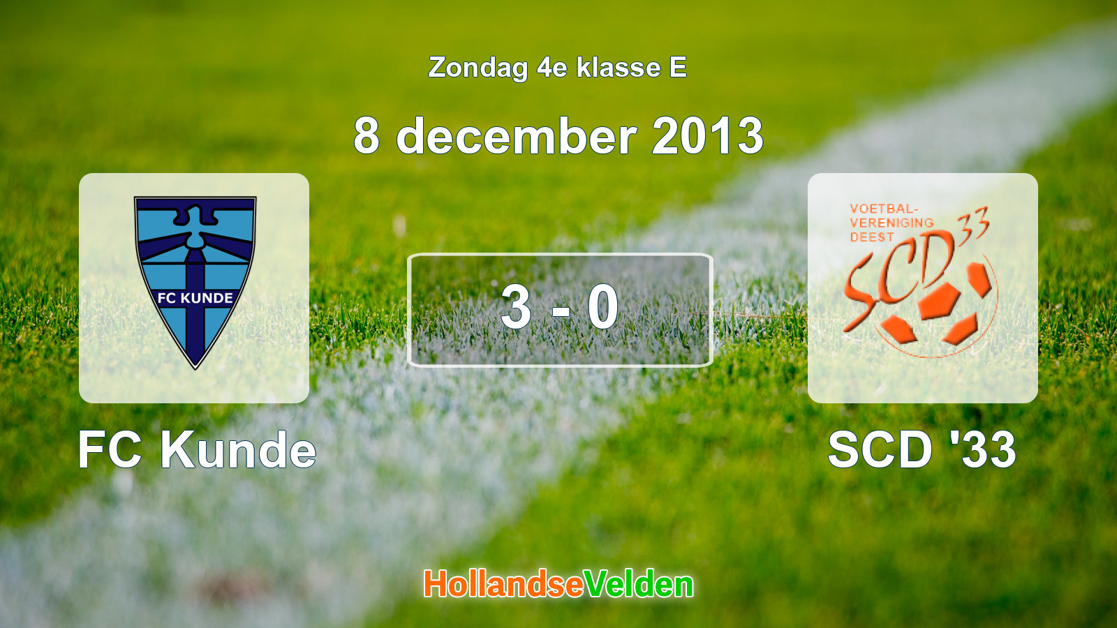 Gespeelde wedstrijd: FC Kunde - SCD '33 3 - 0 (8 december 2013)