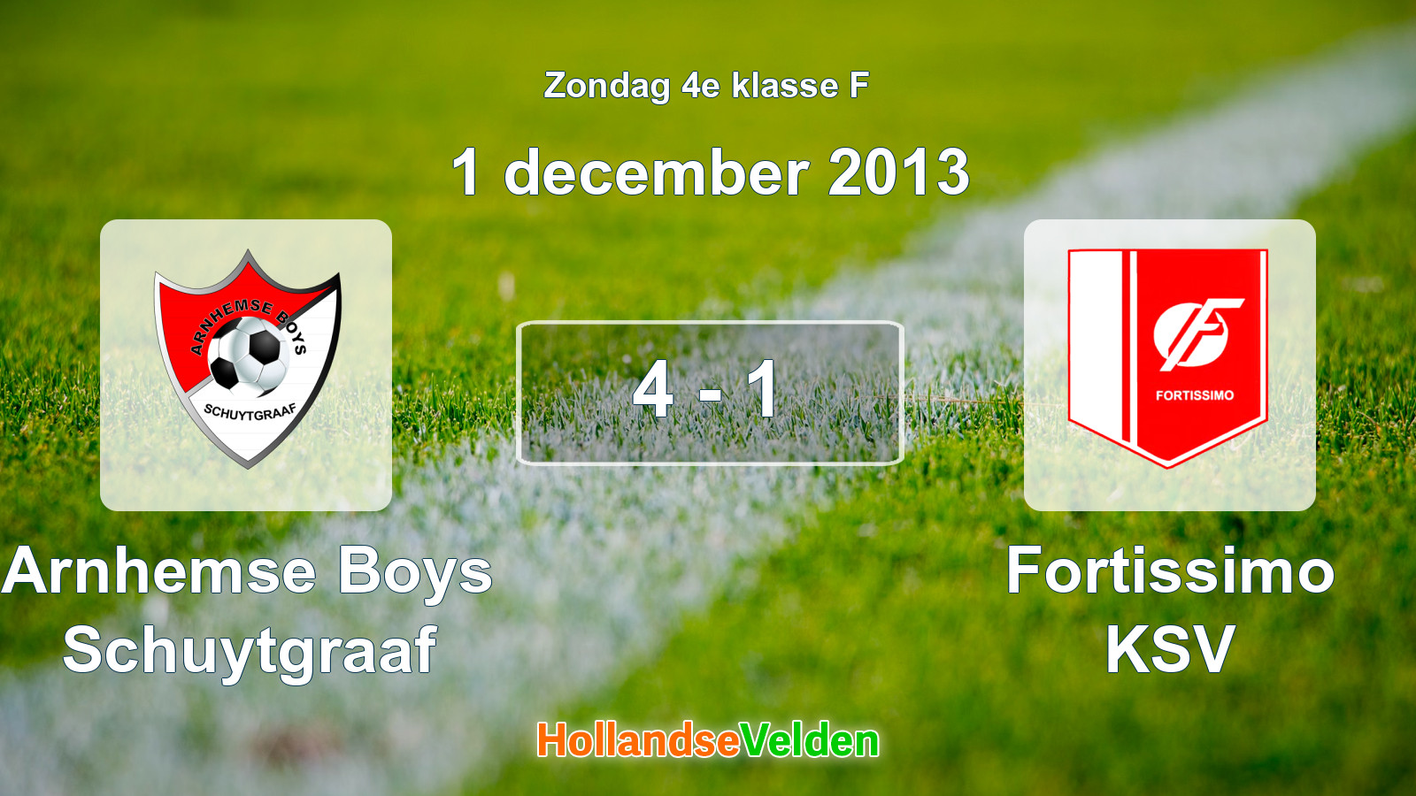 Gespeelde wedstrijd: Arnhemse Boys Schuytgraaf - Fortissimo KSV 4 - 1 (1 december 2013)