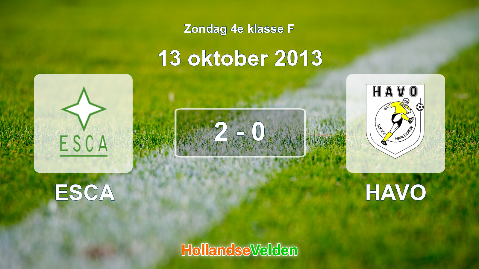 Gespeelde wedstrijd: ESCA - HAVO 2 - 0 (13 oktober 2013)